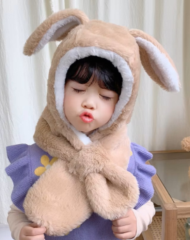 Exclusive Cute Winter Baby Scarf Hats Hooded Boys Girls Bunny Cap