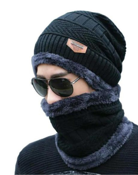 Unisex One Size Knit Cold Cap And Scarf